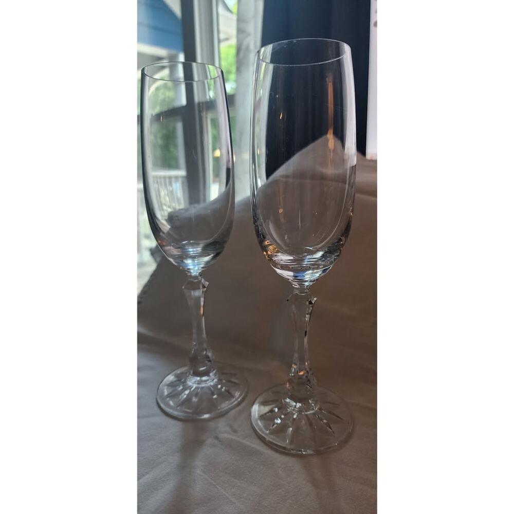 Towle Fantasy Full Lead Crystal Champagne Flutes Set of 4 9" Original Box